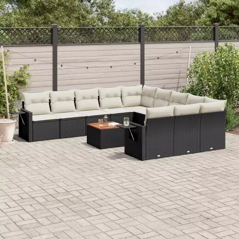 vidaXL Set divani da giardino Nero, Crema