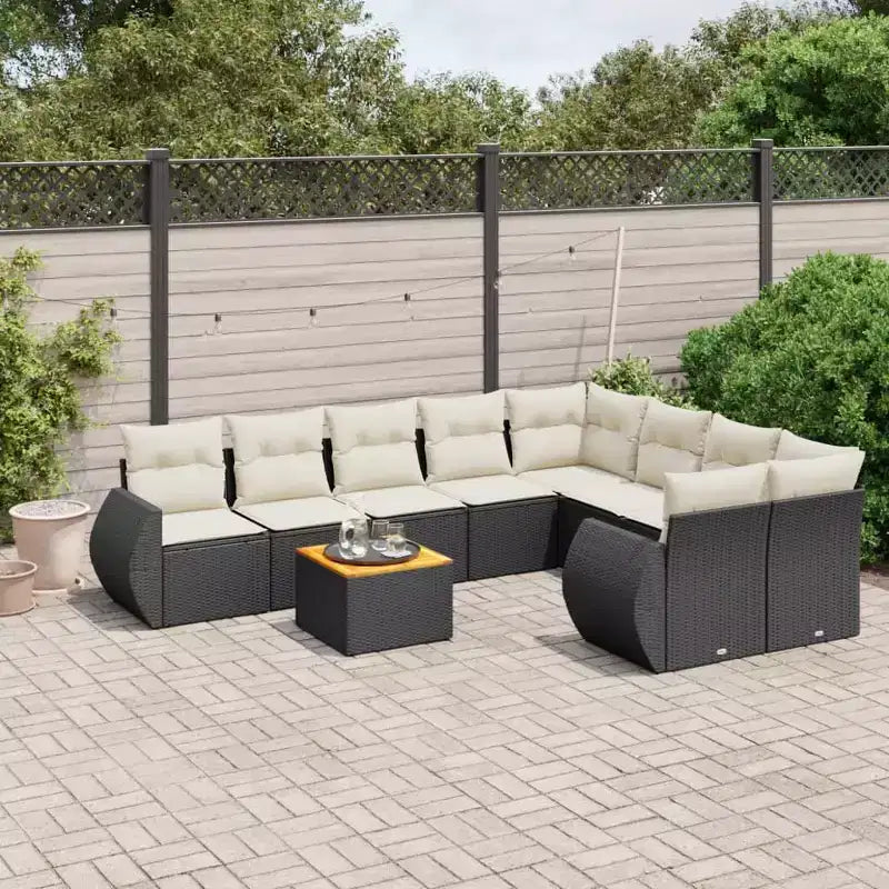 vidaXL Set Divani da Giardino Nero, Bianco Crema