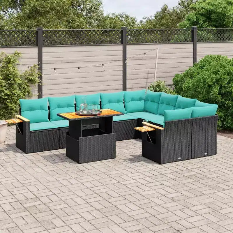vidaXL Set Divani da Giardino 10 pz con Cuscini - Nero
