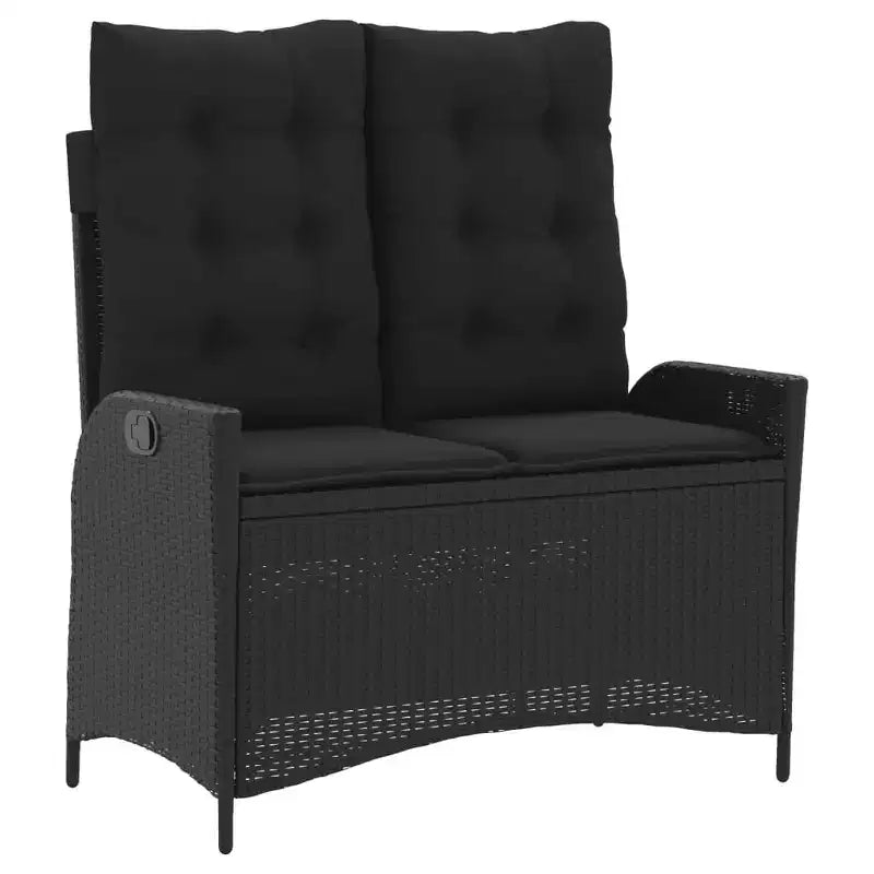 vidaXL Set da pranzo da giardino con cuscini - 2 pezzi, in polyrattan nero, tavolo da esterno e panca reclinabile