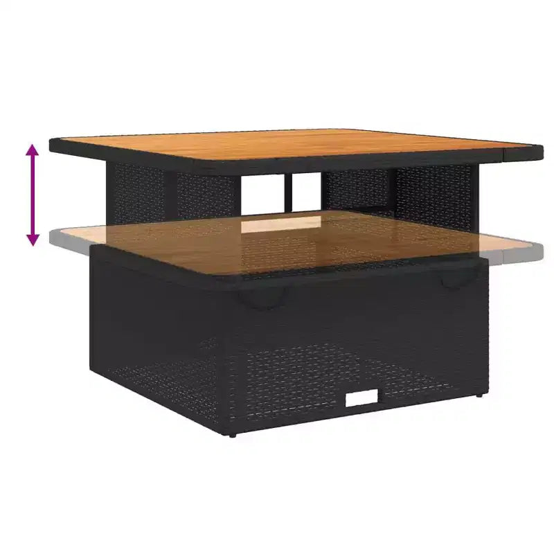 vidaXL Set da pranzo da giardino con cuscini - 2 pezzi, in polyrattan nero, tavolo da esterno e panca reclinabile
