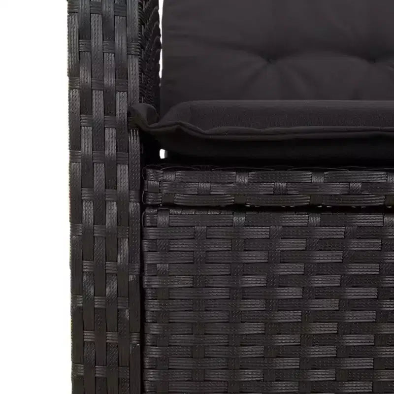 vidaXL Set da pranzo da giardino con cuscini - 2 pezzi, in polyrattan nero, tavolo da esterno e panca reclinabile