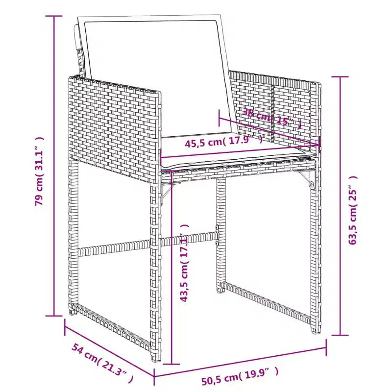vidaXL Set da pranzo da esterno con 10 posti a sedere, in rattan PE, pieghevole, grigio