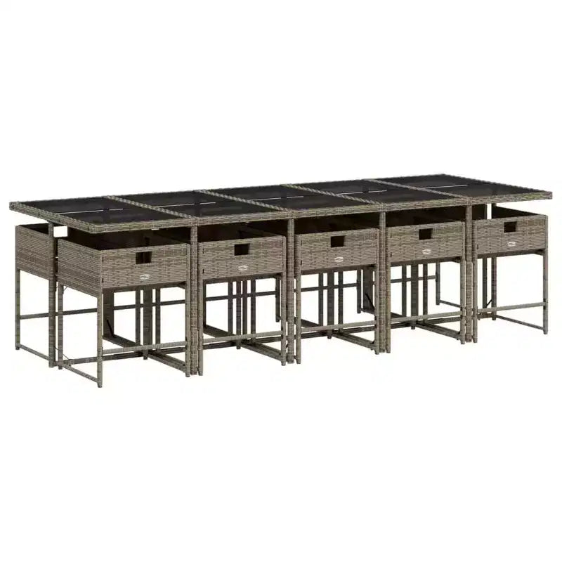 vidaXL Set da pranzo da esterno con 10 posti a sedere, in rattan PE, pieghevole, grigio