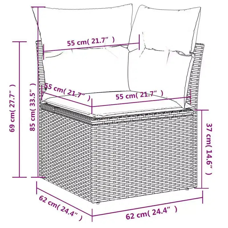 vidaXL Set Divani da Giardino 6 pz con Cuscini Nero Polyrattan Acacia