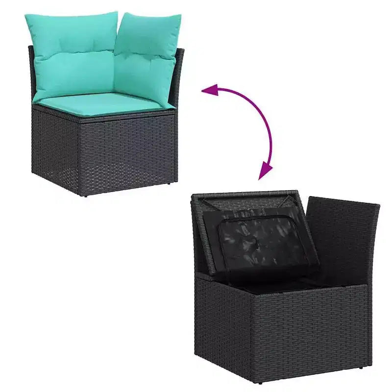 vidaXL Set Divani da Giardino 6 pz con Cuscini Nero Polyrattan Acacia