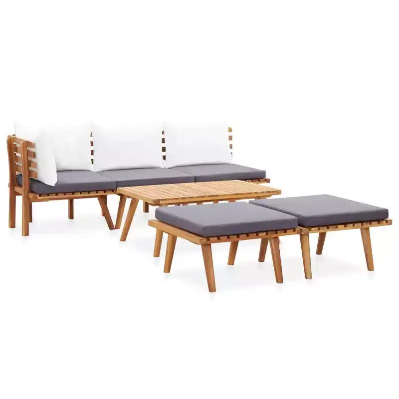 vidaXL Set Divani da Giardino con Cuscini Seduta Grigio Scuro, Cuscini Schienale Bianchi