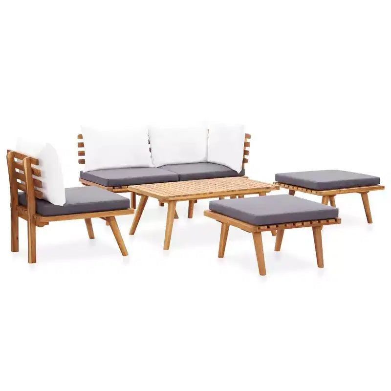 vidaXL Set Divani da Giardino con Cuscini Seduta Grigio Scuro, Cuscini Schienale Bianchi