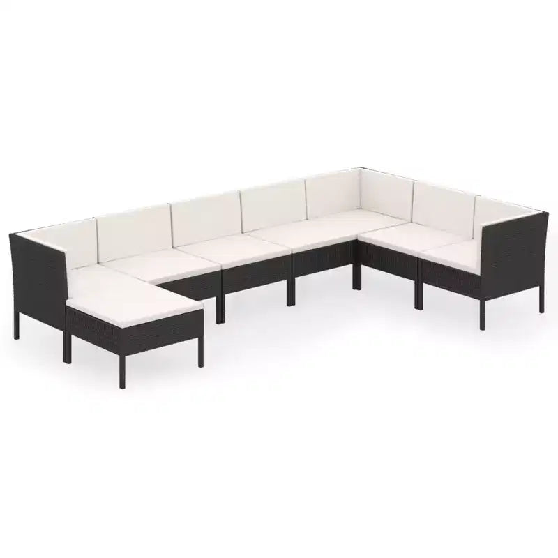 vidaXL Patio Lounge Set Outdoor Sectional Sofa Set Table Poly Rattan Black