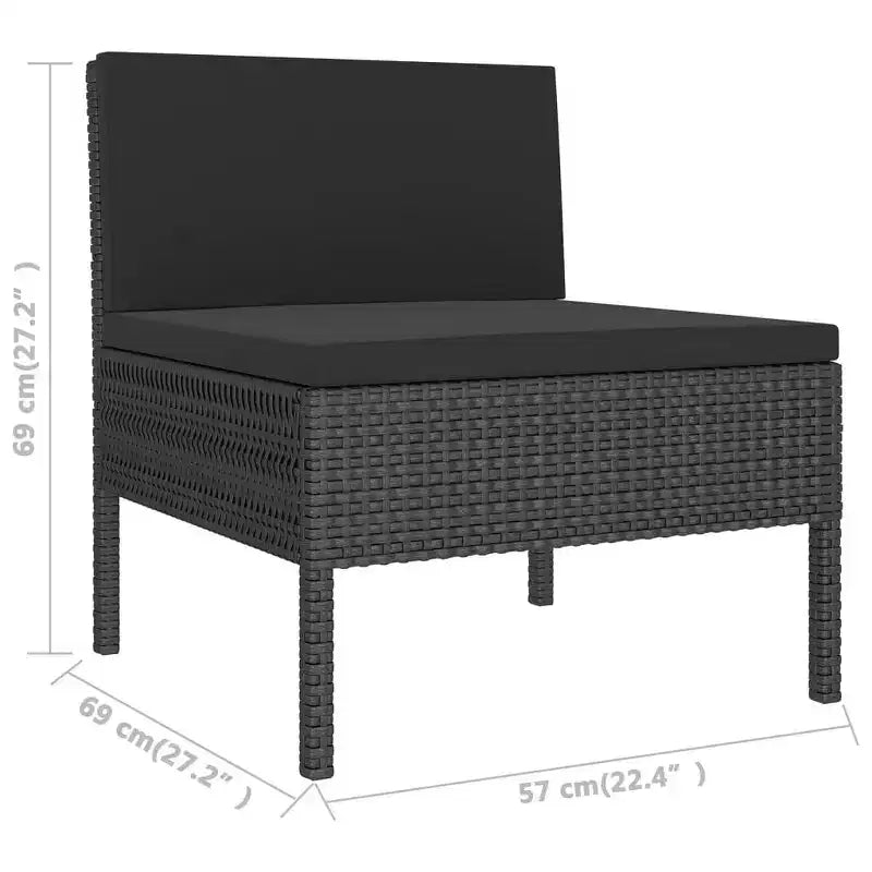 vidaXL Set Divani da Giardino Divano Sezionale da Esterno in Polyrattan Nero