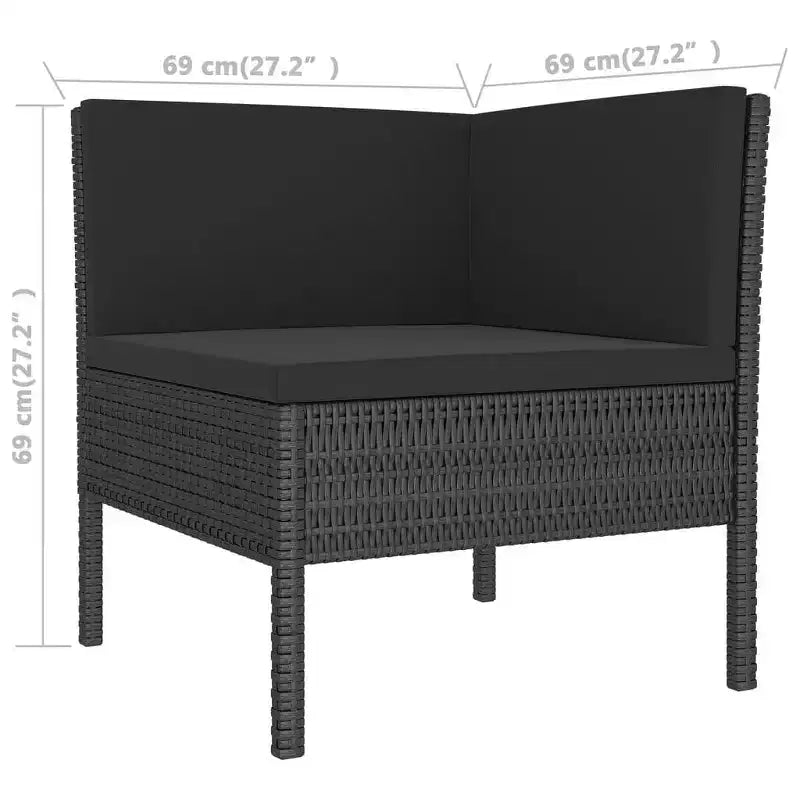 vidaXL Set Divani da Giardino Divano Sezionale da Esterno in Polyrattan Nero