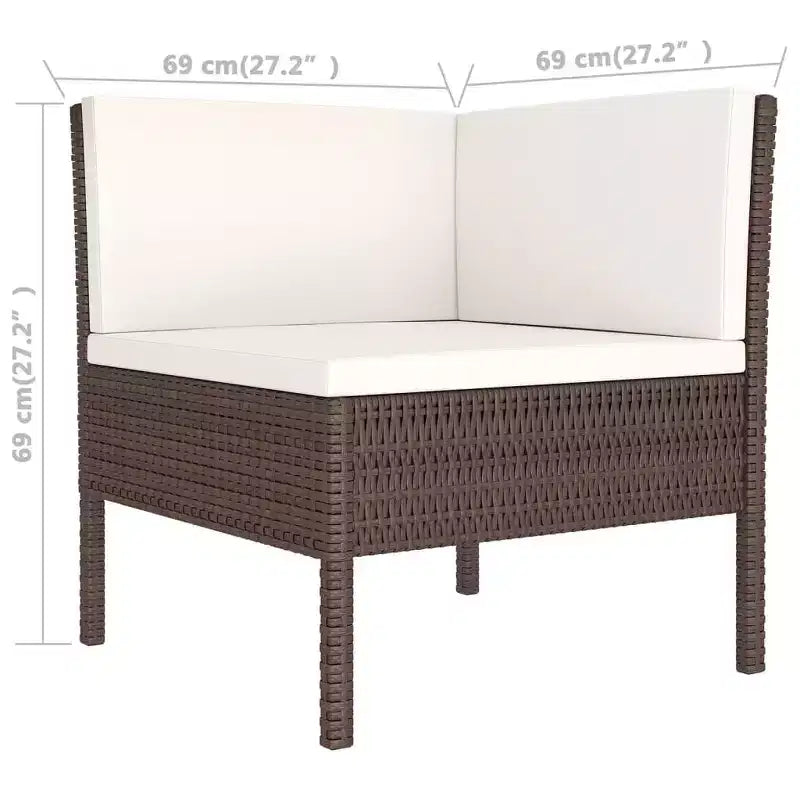 vidaXL Set Salotto da Giardino Divano Sezionale da Esterno in Polyrattan Marrone