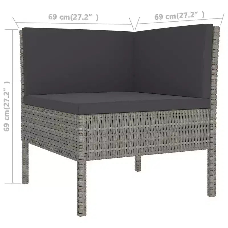 vidaXL Set Lounge da Giardino Divano Sezionale da Esterno in Polyrattan Grigio