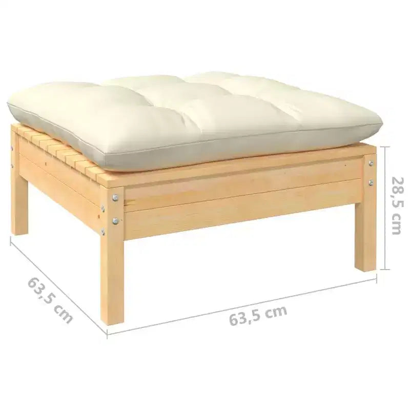 vidaXL Set Lounge da Esterno 4 pz in Massello di Pino con Cuscini Crema - Marrone e Crema