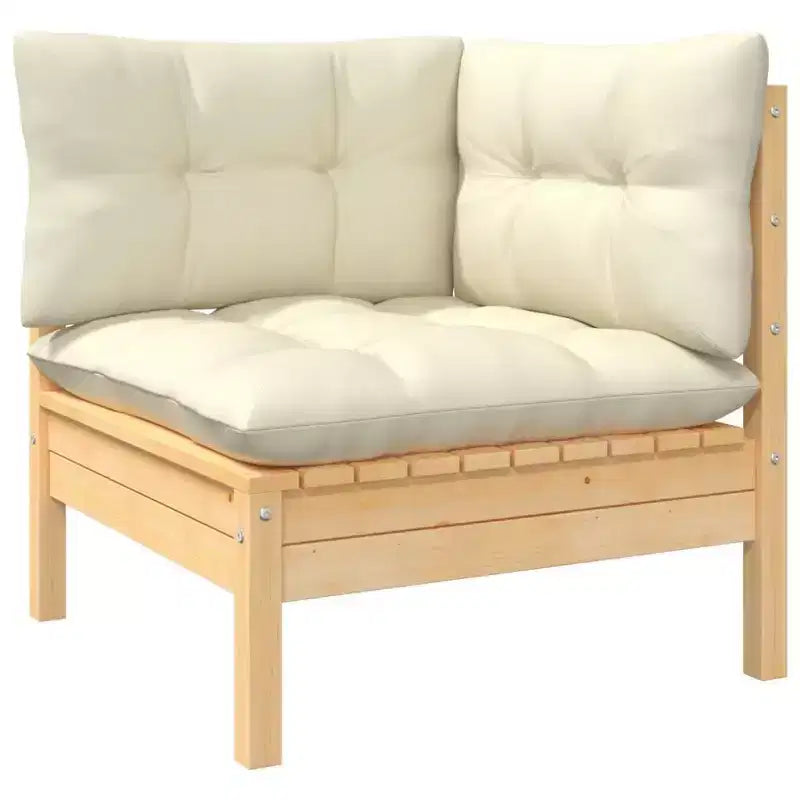 vidaXL Set Lounge da Esterno 4 pz in Massello di Pino con Cuscini Crema - Marrone e Crema