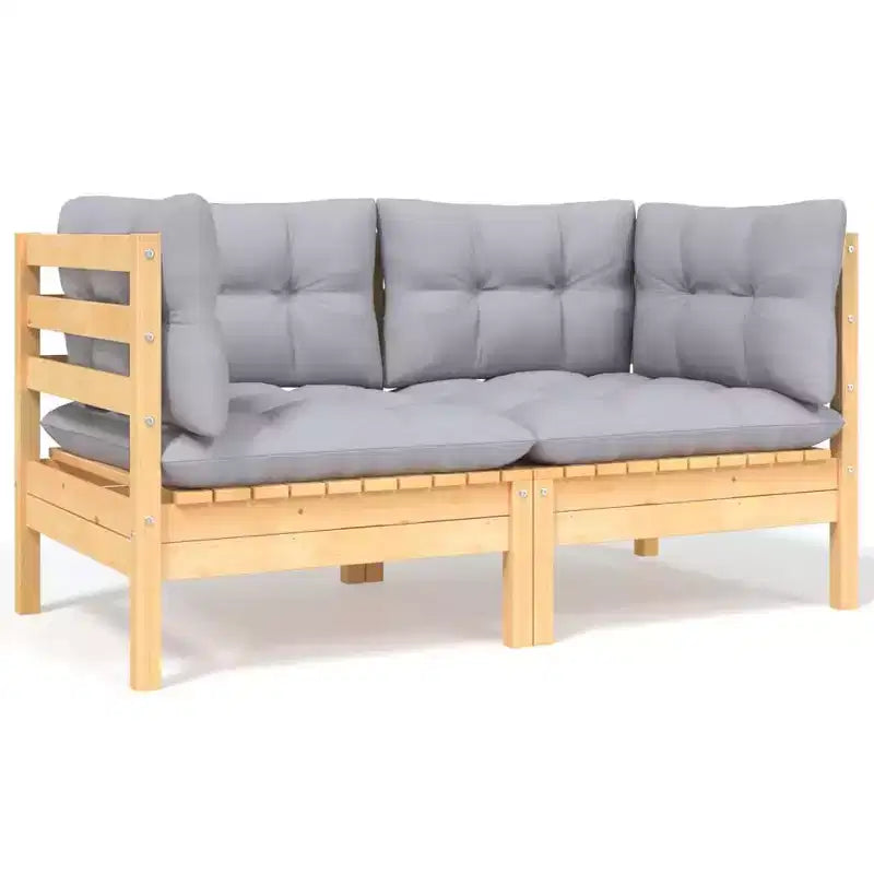 vidaXL Set Divani da Giardino 9 pz con Cuscini in Pino Massiccio - Marrone e Grigio