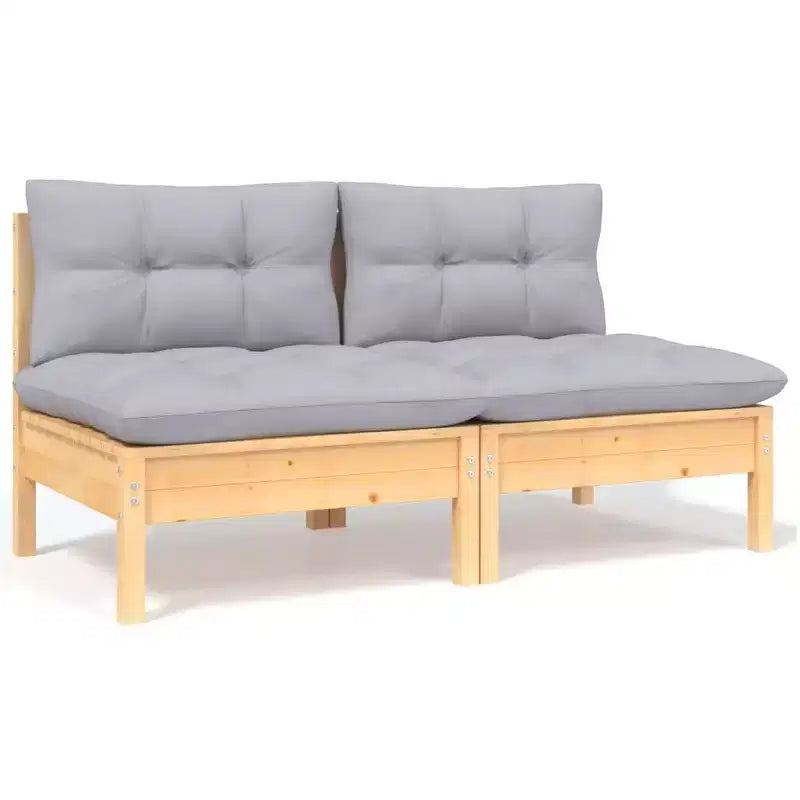 vidaXL Set Divani da Giardino 9 pz con Cuscini in Pino Massiccio - Marrone e Grigio
