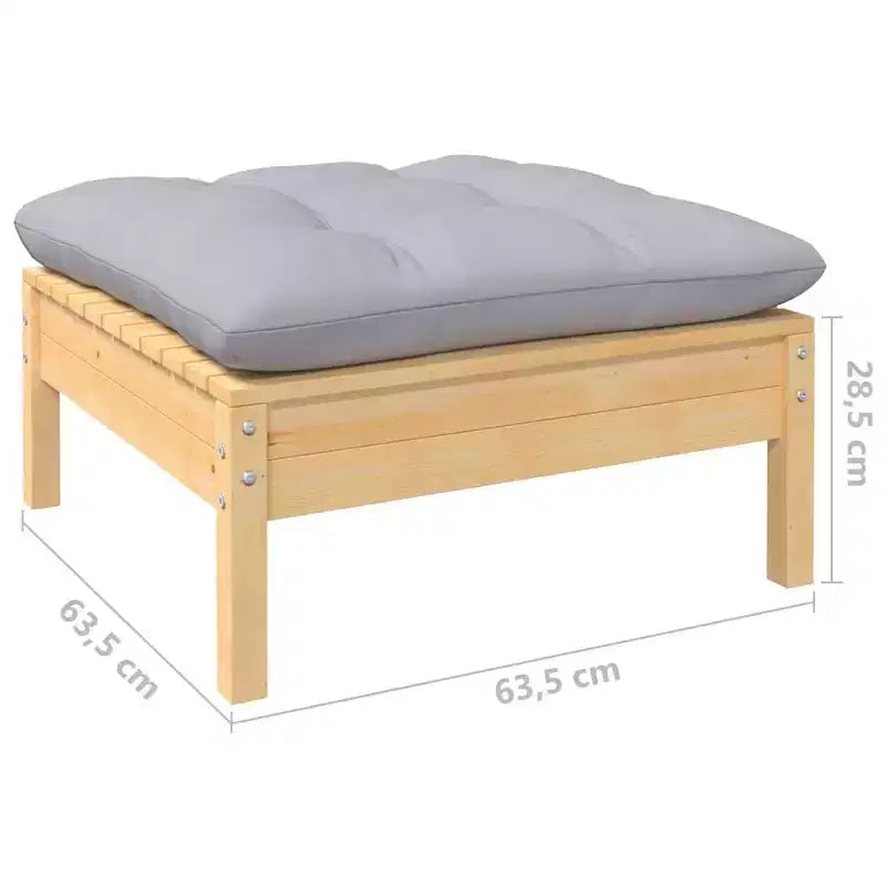 vidaXL Set divani da giardino, grigio, legno massello di pino, tessuto (100% poliestere)