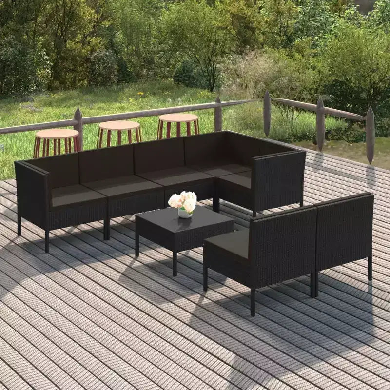 vidaXL Salotto da Giardino Nero