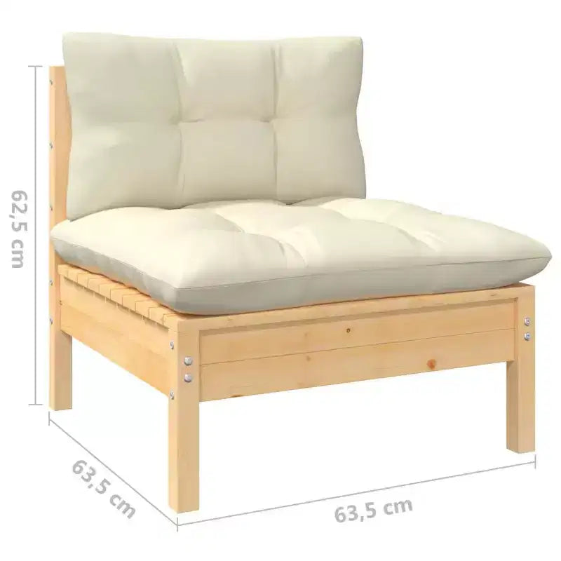 vidaXL Set da Salotto da Giardino 8 Pezzi - Robusta Struttura in Pino Massello con Cuscini Crema - Perfetto per Giardino, Patio e Spazi Esterni