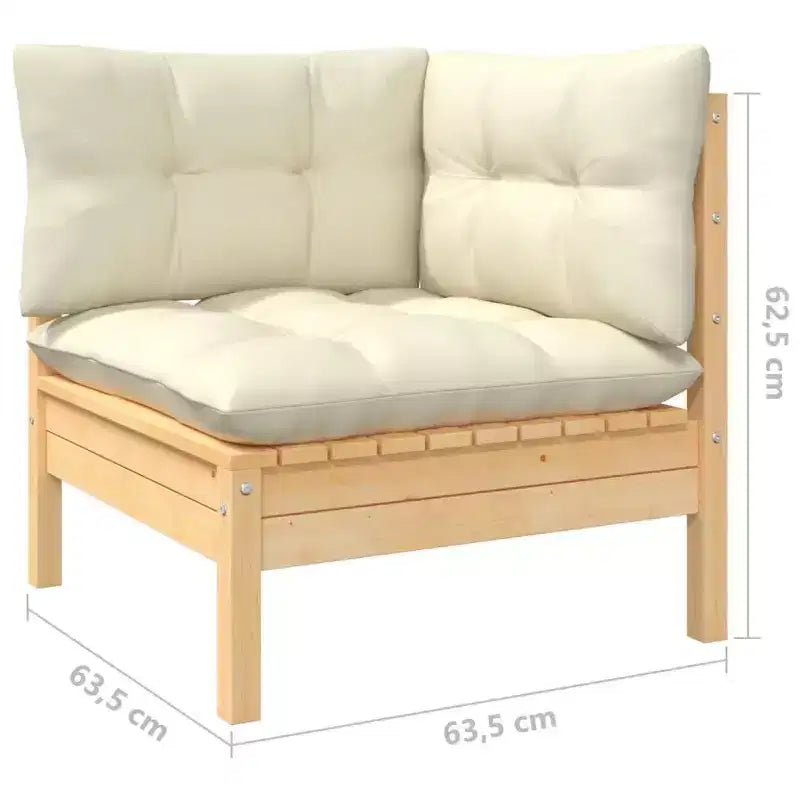 vidaXL Set da Salotto da Giardino 8 Pezzi - Robusta Struttura in Pino Massello con Cuscini Crema - Perfetto per Giardino, Patio e Spazi Esterni