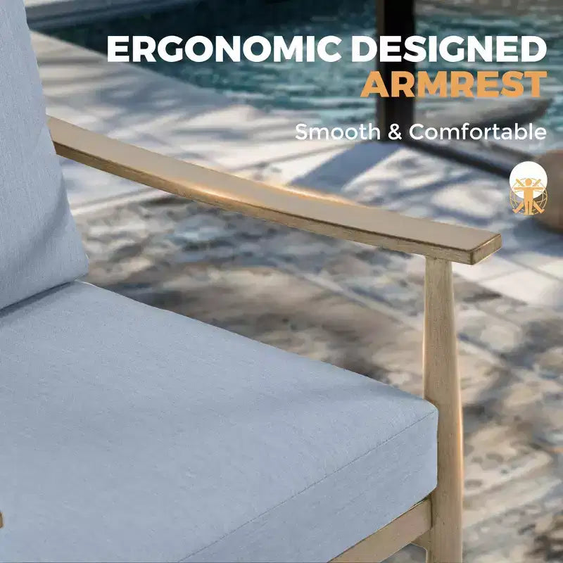 HAPPATIO Set di Mobili da Esterno per Patio, Set da Conversazione da 4 Pezzi in Alluminio con Tavolino da Caffè, Sedie Girevoli e Divanetto per Giardino, Terrazza, Piscina