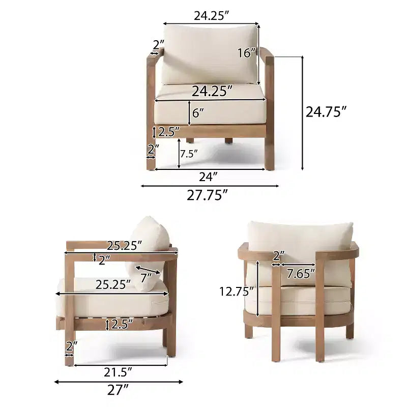 Christopher Knight Home Aston set da salotto per esterni a 4 posti in legno di acacia con cuscini