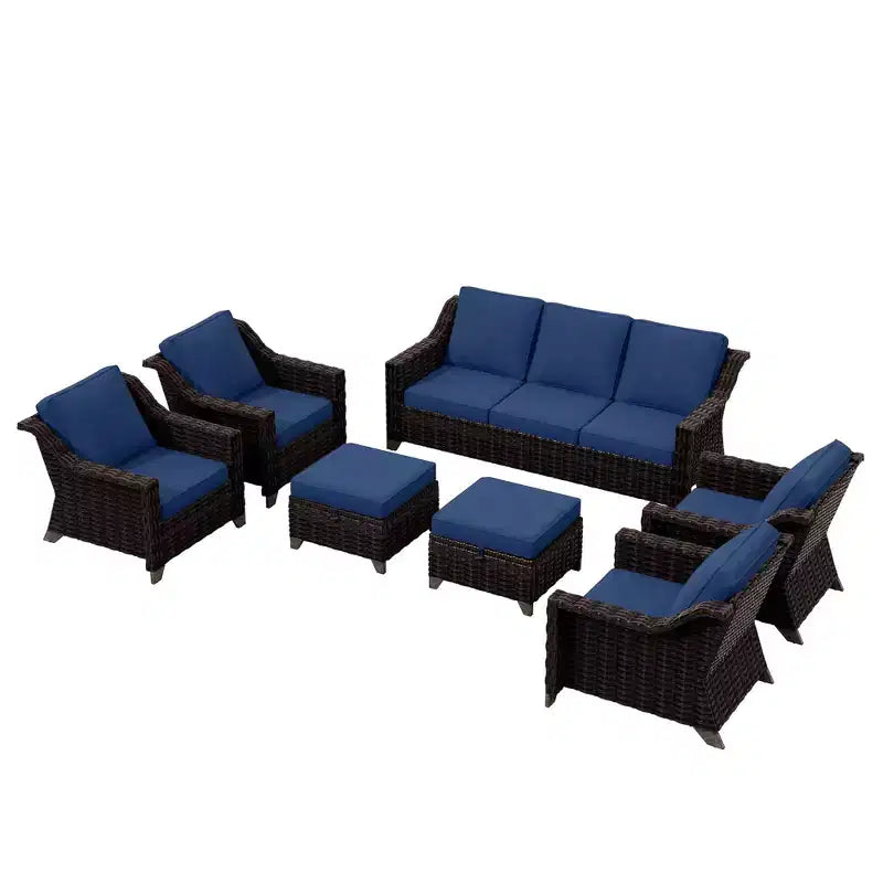 Set da conversazione da esterno in vimini e rattan da 7 pezzi UPTIOT