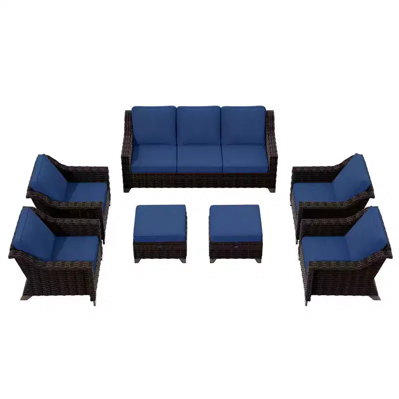 Set da conversazione da esterno in vimini e rattan da 7 pezzi UPTIOT