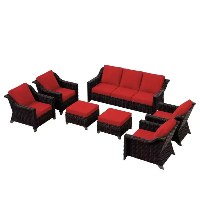 Set da conversazione da esterno in vimini e rattan da 7 pezzi UPTIOT