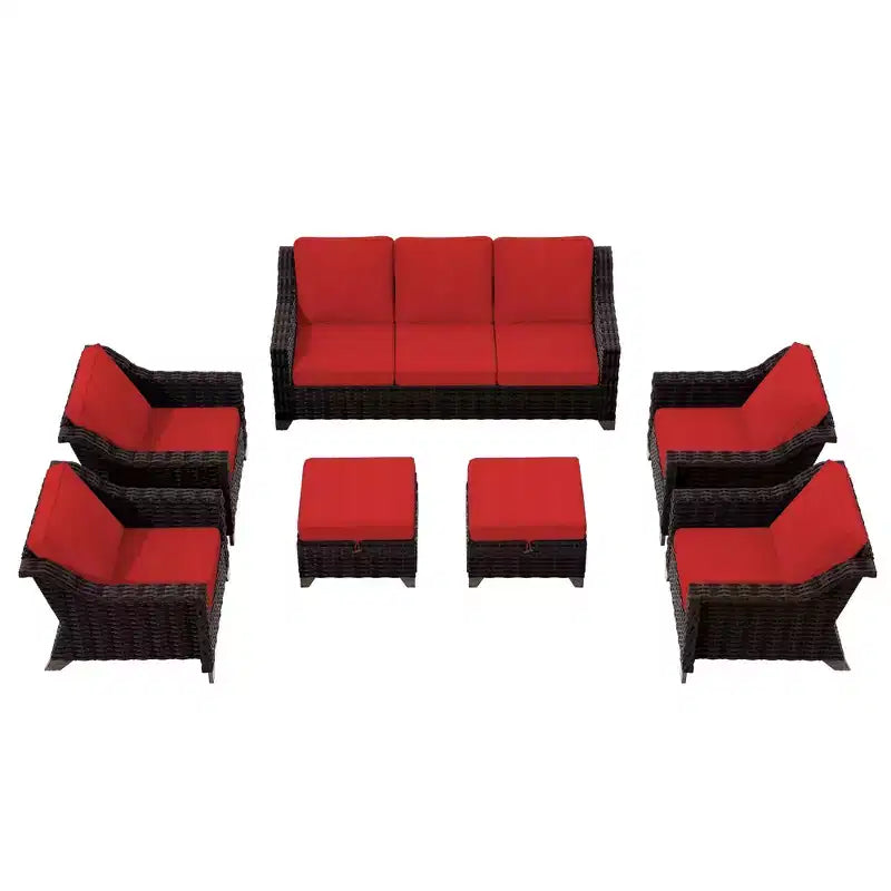 Set da conversazione da esterno in vimini e rattan da 7 pezzi UPTIOT