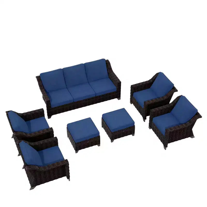 Set da conversazione da esterno in vimini e rattan da 7 pezzi UPTIOT