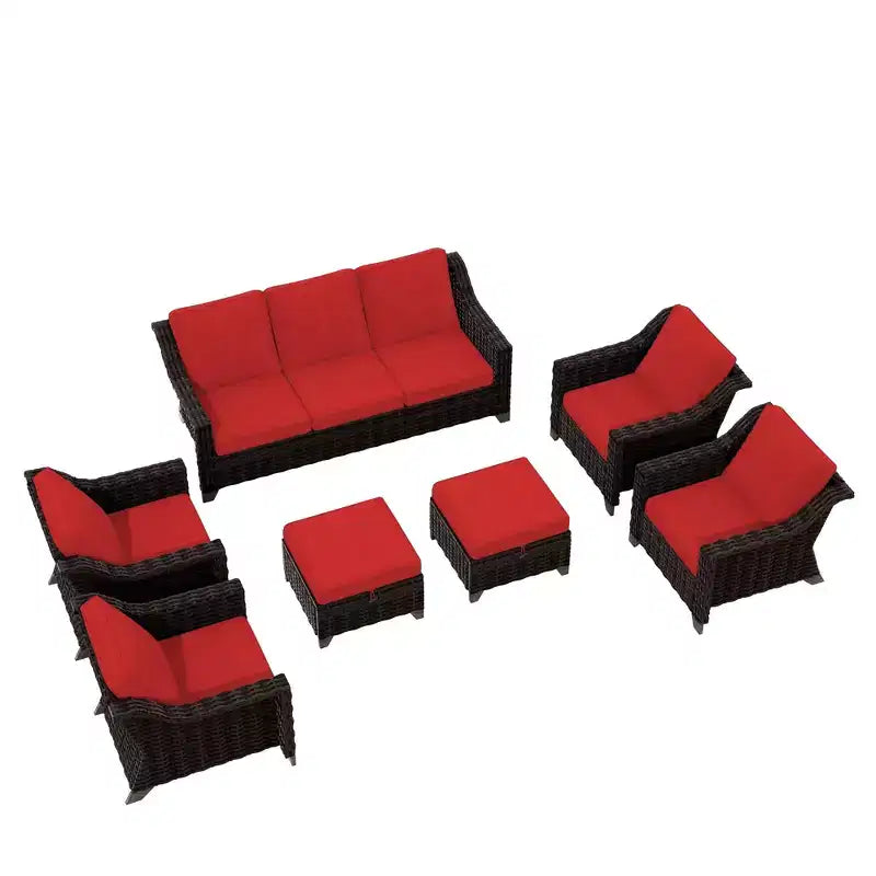 Set da conversazione da esterno in vimini e rattan da 7 pezzi UPTIOT