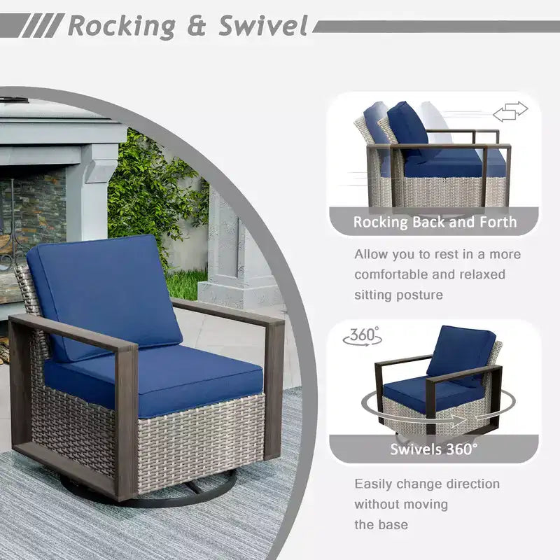 Set da conversazione per patio esterno in vimini UPTIOT da 7 pezzi