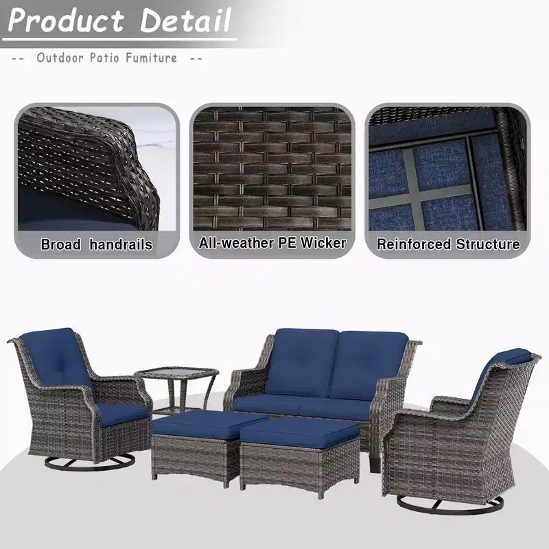 Set da conversazione per patio da esterno UPTIOT da 6 pezzi