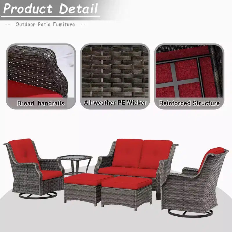 Set da conversazione per patio da esterno UPTIOT da 6 pezzi