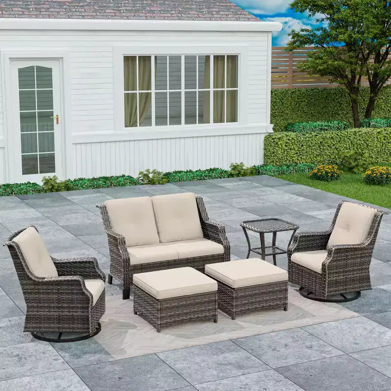 Set da conversazione per patio da esterno UPTIOT da 6 pezzi