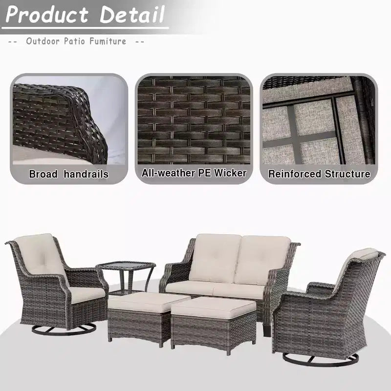 Set da conversazione per patio da esterno UPTIOT da 6 pezzi