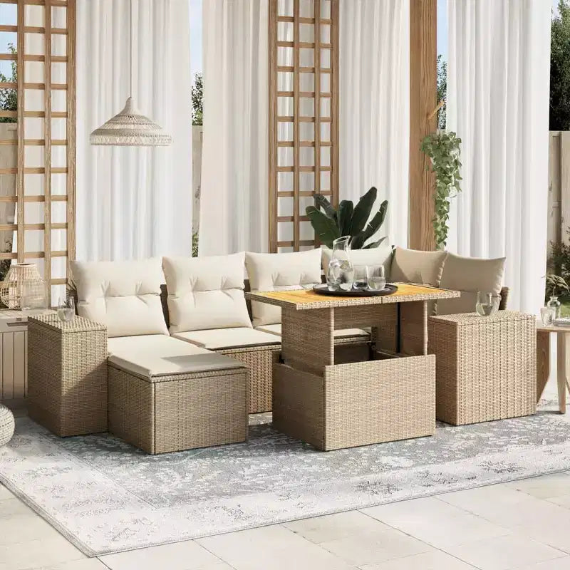 vidaXL Salotto da Giardino con Cuscini 7 pz in Polyrattan