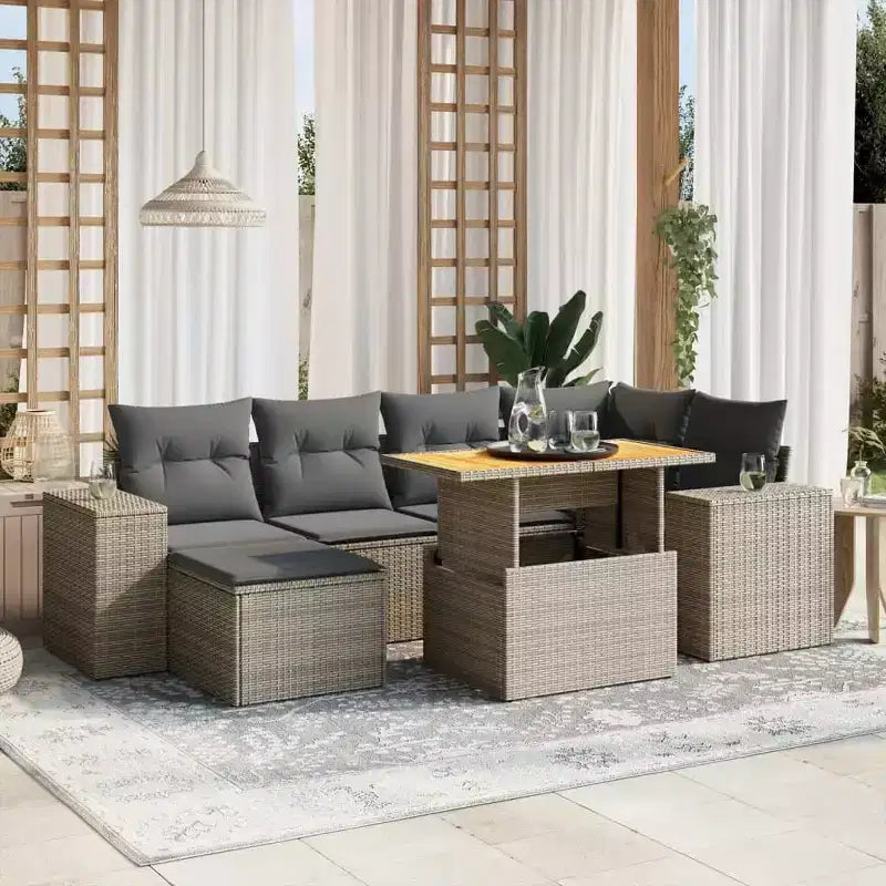 vidaXL Salotto da Giardino con Cuscini 7 pz in Polyrattan