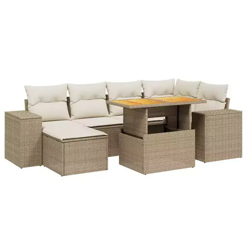 vidaXL Salotto da Giardino con Cuscini 7 pz in Polyrattan
