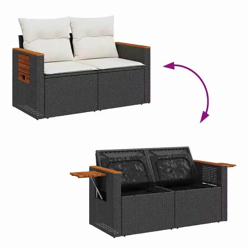 vidaXL Set Divano da Giardino a 4 Pezzi con Cuscini in Polyrattan e Acacia