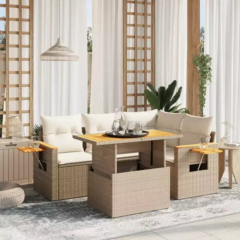vidaXL Set Divano da Giardino a 4 Pezzi con Cuscini in Polyrattan e Acacia