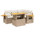 vidaXL Set Divano da Giardino a 4 Pezzi con Cuscini in Polyrattan e Acacia