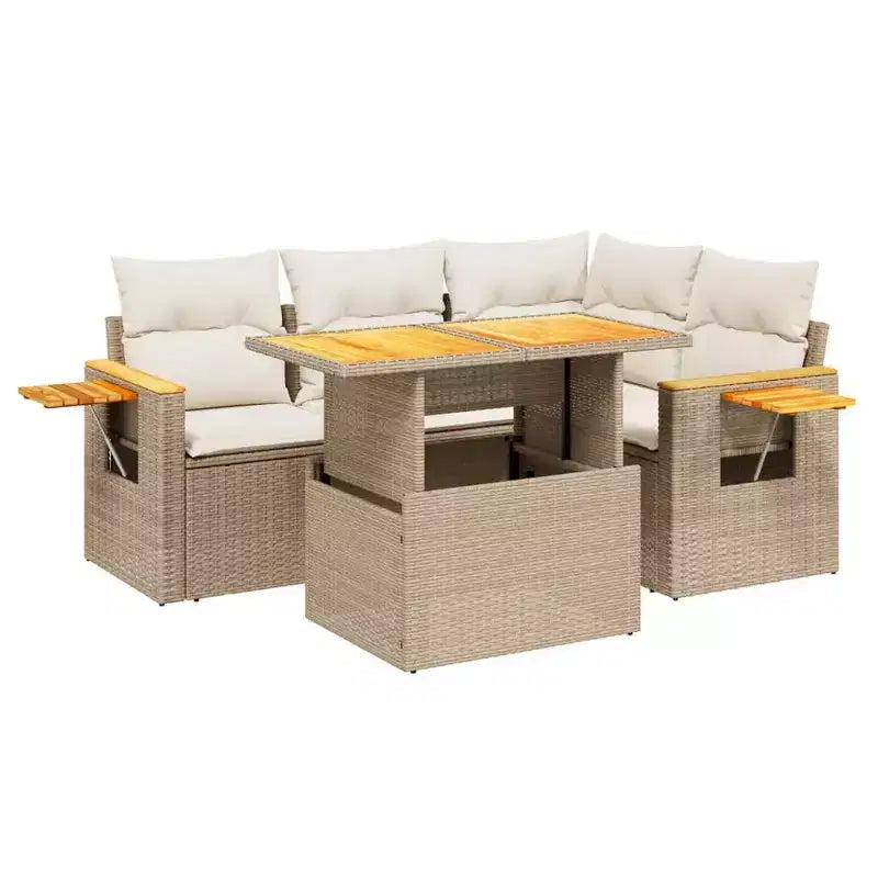 vidaXL Set Divano da Giardino a 4 Pezzi con Cuscini in Polyrattan e Acacia