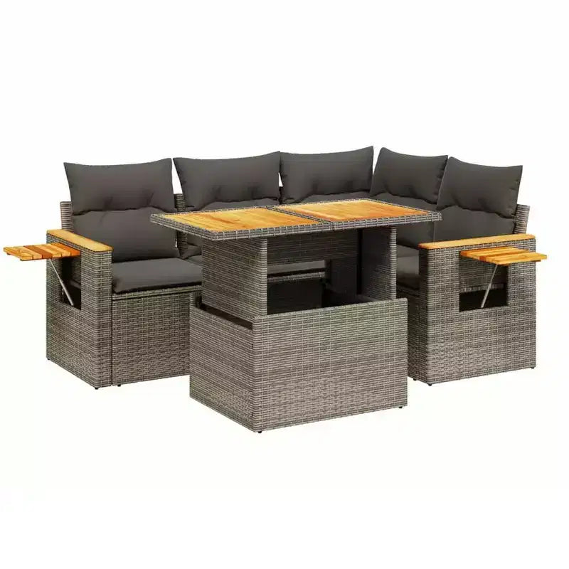 vidaXL Set Divano da Giardino a 4 Pezzi con Cuscini in Polyrattan e Acacia