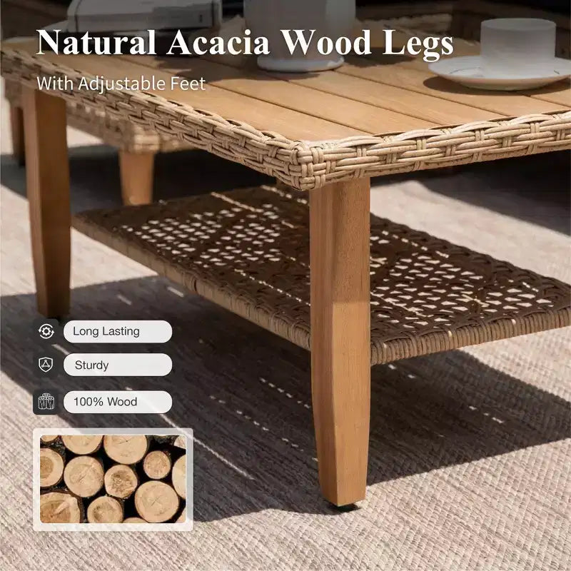 Divani Sezionali da Esterno in Rattan Intrecciato di Captiva Designs con Poggiapiedi e Cuscini