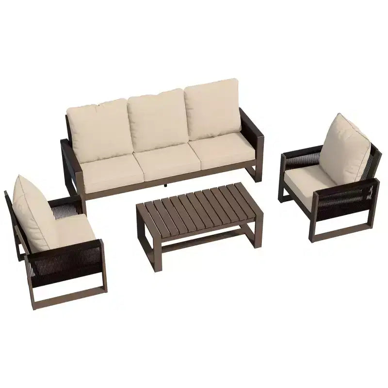 Set da Esterno UPTIOT con Legno di Tsuga di Alta Qualità e Comfort Resistente all'Acqua