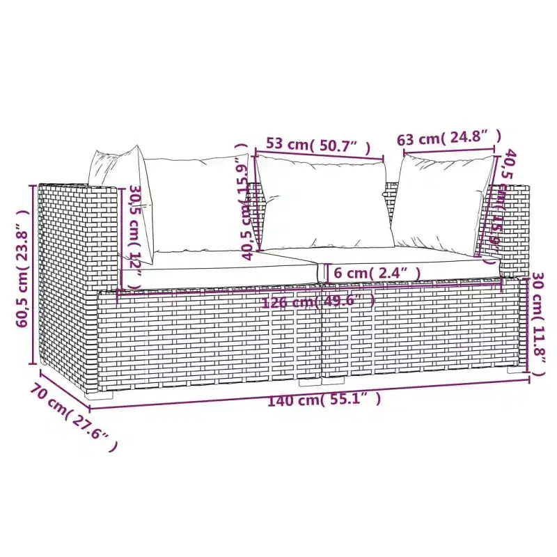 vidaXL Salotto da Giardino in PE Rattan Modulare Medio