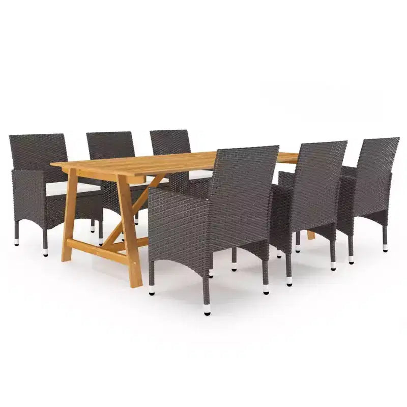 vidaXL Set da pranzo in legno massello di acacia Ampio ergonomico